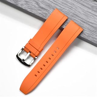 MSEURO Quick Release Strap Silicone Strap 20mm 22mm 24mm Waterproof Men's Ladies Watch Accessories Leather Watch Band (Color : Orange Silver, Size : 24mm)