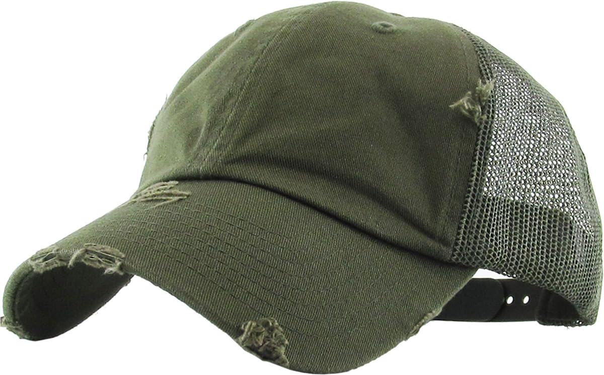 KBETHOS Vintage Washed Distressed Cotton Dad Hat Baseball Cap Adjustable Polo Trucker Unisex Style Headwear