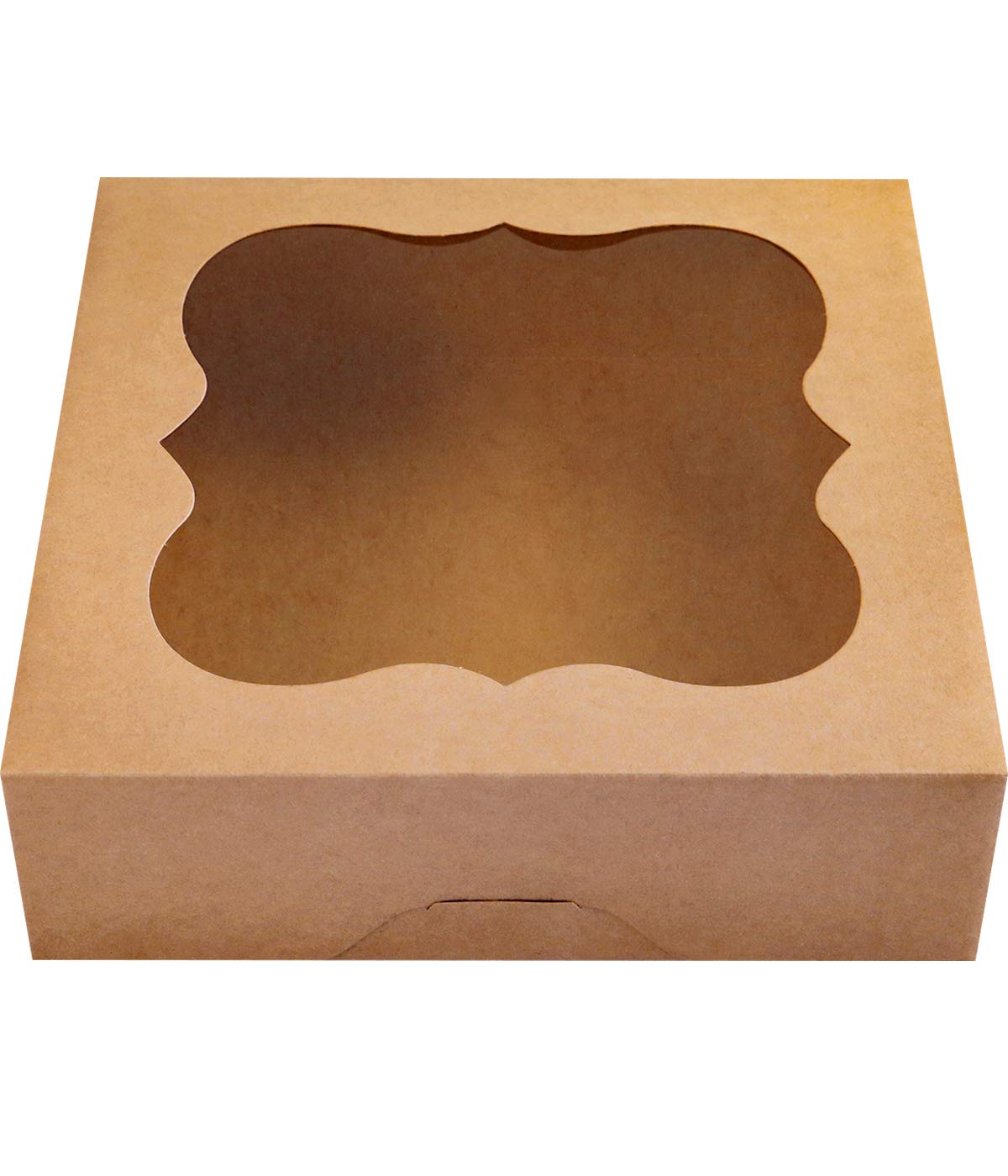 15Pack 10"x10"x3"Brown Bakery Boxes with PVC Window for Pie and
