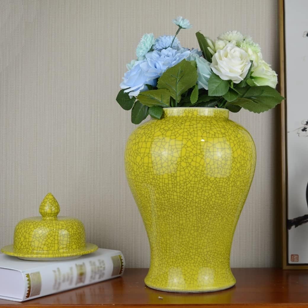 Unikalny ceramiczny słoik z żółtym imbirem z pokrywką Wykwintne...(21*39cm)