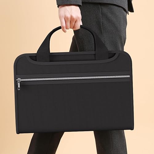 Vista 18 de Organizador de archivos de acordeón con cerradura, bolsa organizadora de documentos ignífuga con correa para el hombro, carpeta grande de archivos