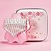 Sakura Finger Thumb Piano Portable 17/21 Keys Pink Mini Kalimba Finger Musical Instrument Gifts for Beginners (Transparent 21 Keys)