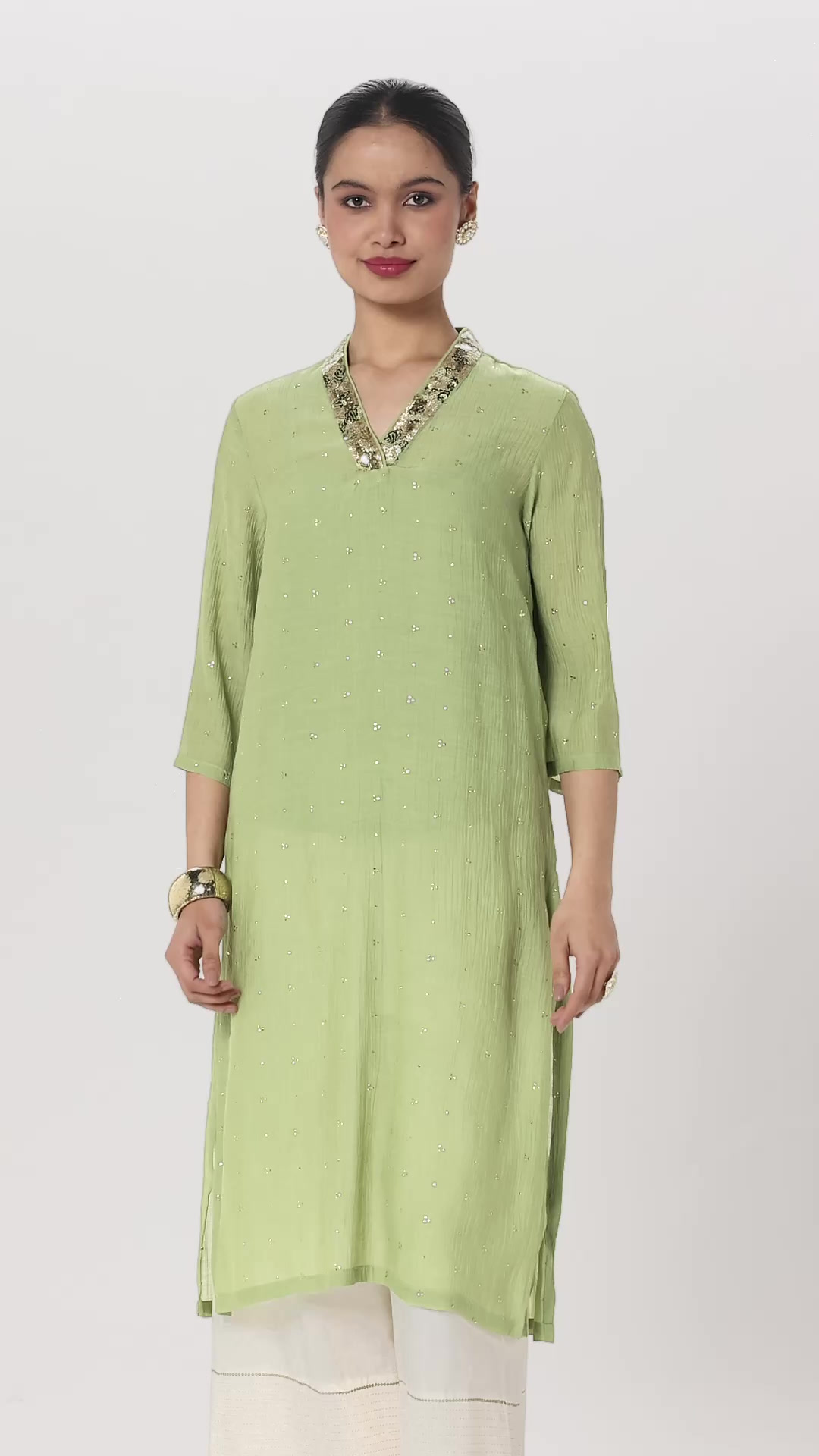 Smints Green Watch BIBA Women'sMint Green Polyester Straight Kurta on Amazon Live