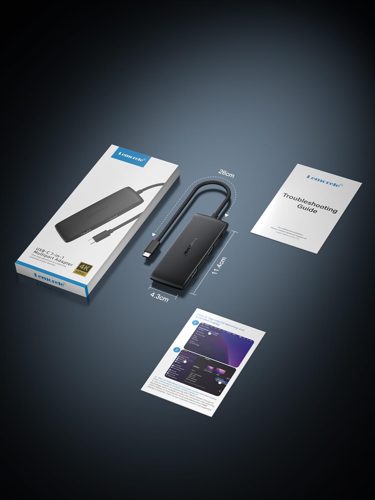 Lemorele Docking Station USB C Dual HDMI 4K60Hz, Hub USB Dual Monitor con 2*HDMI, 4 USB 3.0/2.0, PD 100W para MacBook/Windows/DELL/HP