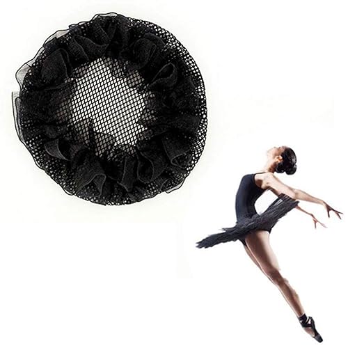 Miniatura 3 de 8 redes de pelo reutilizables para moño, red elástica con borde de flor para ballet, cubierta de moño de ballet, patinaje, gimnasia, actuación,