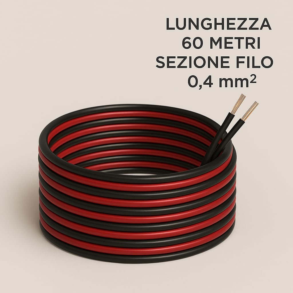 Cavo per casse bicolore bipolare 60/100 metri 002.0x4.0mm cavo casse per altoparlanti (60 metri)