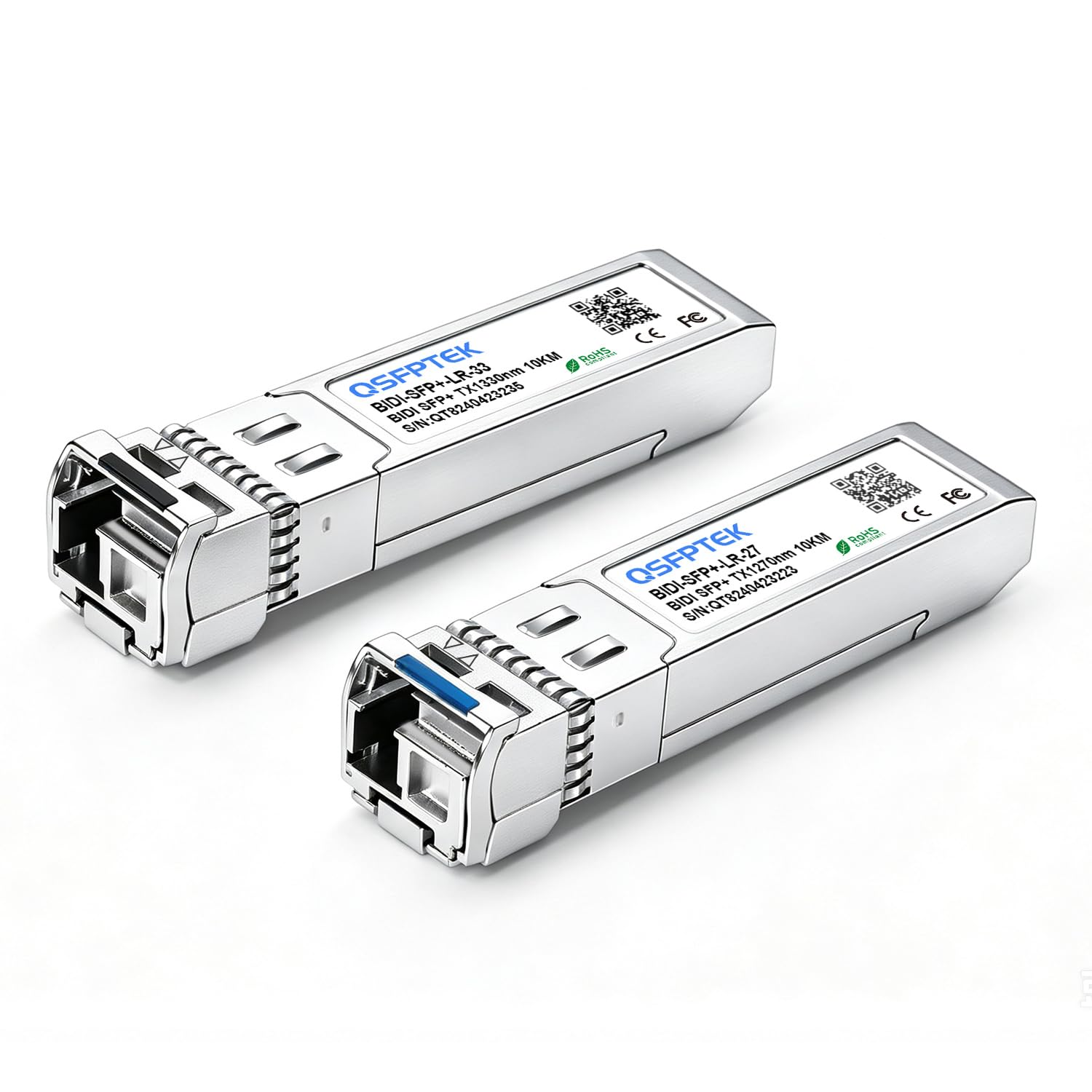 QSFPTEK 10G SFP+ Bidi Transceivers LC Single-Mode Module for Cisco SFP-10G-BXD-I (1330nm-TX/1270nm-RX) / SFP-10G-BXU-I (1270nm-TX/1330nm-RX),10KM, with DDM - 1 Pair