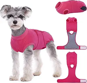 Kuoser Dog Surgery Suit Female Spay, Dog Recovery Suit Male Neuter, Puppy Clothes Onesie for Surgery Anti Licking Abdominal Wounds Pet Surgical Recovery Bodysuit Shirt, Substitute E-Collar & Cone