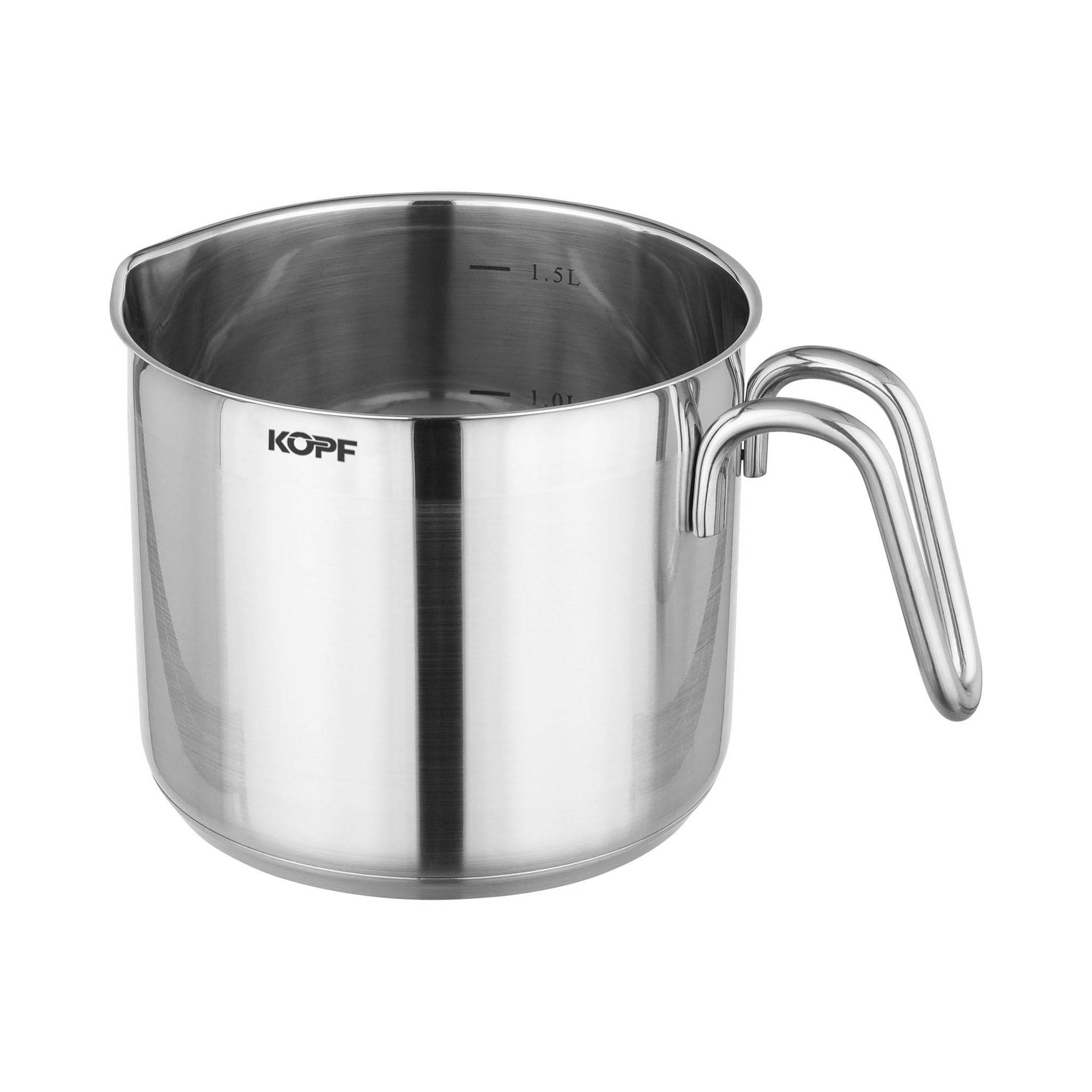 Kopf Topfset Josie aus Edelstahl - Induktionstöpfe mit Schüttrand, Literskala und Glasdeckel – 14-teilig