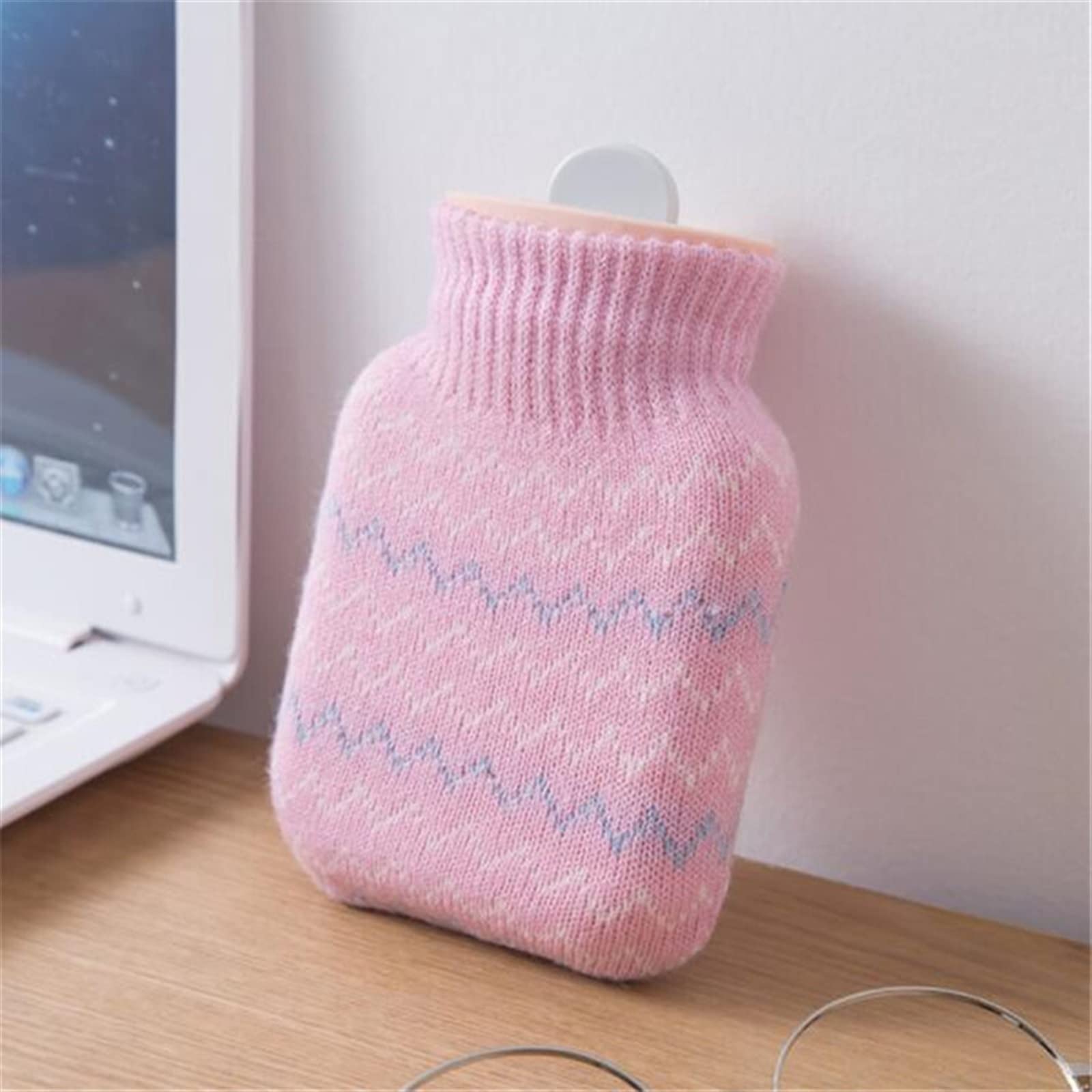 Botella de agua caliente Inyección Calentador manos a prueba explosiones Bolsa portátil for estudiantes invierno/Rosa(Light Gray)