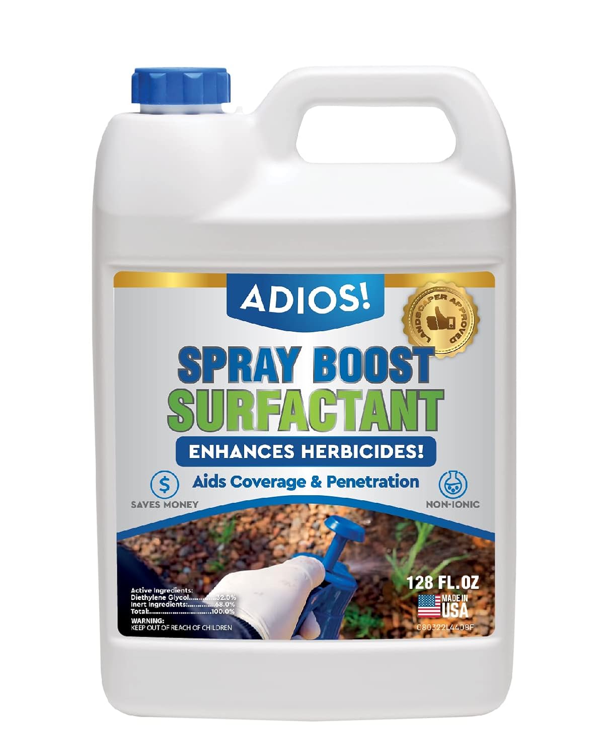 Spray Boost Surfactant for Herbicide and Weeds, Treats 400 Gallons, Nonionic Wetting Agent - 1 Gallon (128oz)