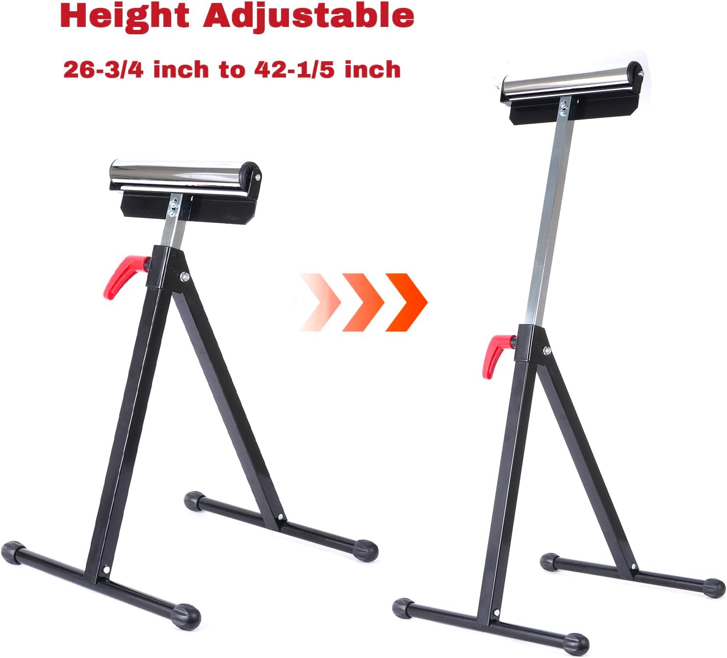 Folding Roller Stand, 132 Lbs Load Capacity Adjustable Roller Stand 26-3/4" to 42-1/5" Heavy Duty Stand 2 Pack