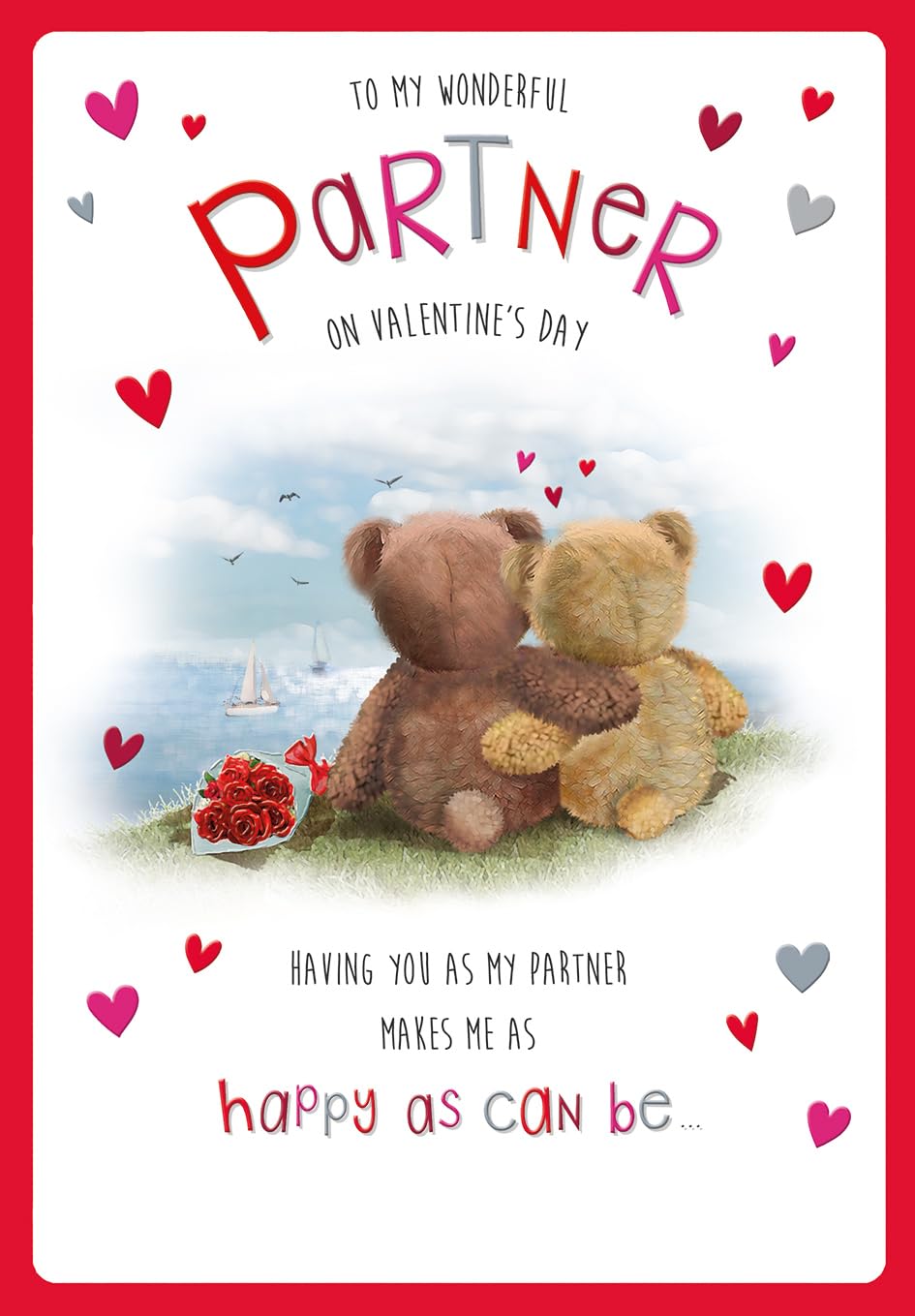 Cute Valentines Day Card, Wonderful Partner - 9 x 6 inches -Regal Publishing