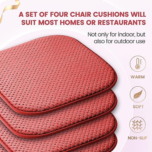 Bsaoutz Kitchen Chair Cushions, 16X16 Red Memory Foam Non Slip Chair Pads For Dining Chair, Office Chair, Locker Room, Rocking Chair #TOP1