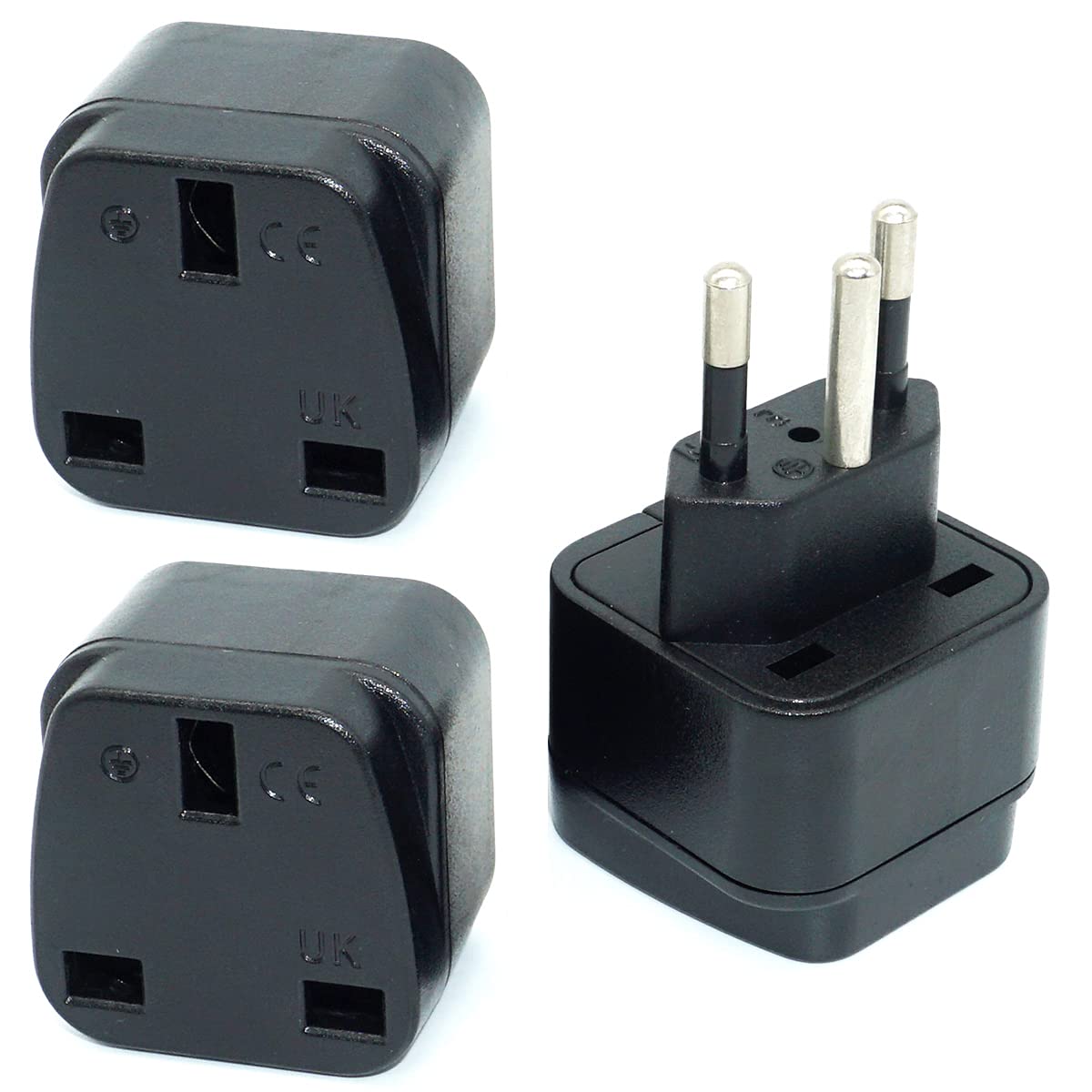 GOMMLE UAE/KSA/UK to Switzerland and Liechtenstein (Type J) Plug Adaptor, 3-pin UAE/KSA/UK Plug Convert to 3-pin Switzerland and Liechtenstein Socket with Safety Shutter (3 Pieces, Black)