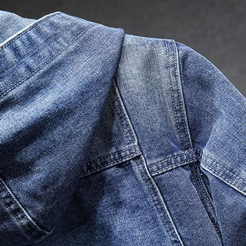 JEKE-DG Men's Distressed Denim Hoodie Jacket Casual Slim Fit Button Down Jeans Coat Long Sleeve Trucker Outwear4
