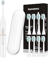 Vista 16 de Cepillo de dientes eléctrico Sonic con 8 cabezales de cepillo y funda de viaje, 4 modos, una carga que dura 60 días, motor 42000 VPM, juego de Negro