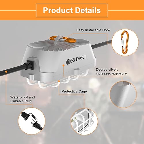 Miniatura 3 de Tira de luces LED de construcción de 50 pies, 150 W, súper brillante, 15000 lúmenes, diseño conectable para el lugar de trabajo, almacén, garaje,