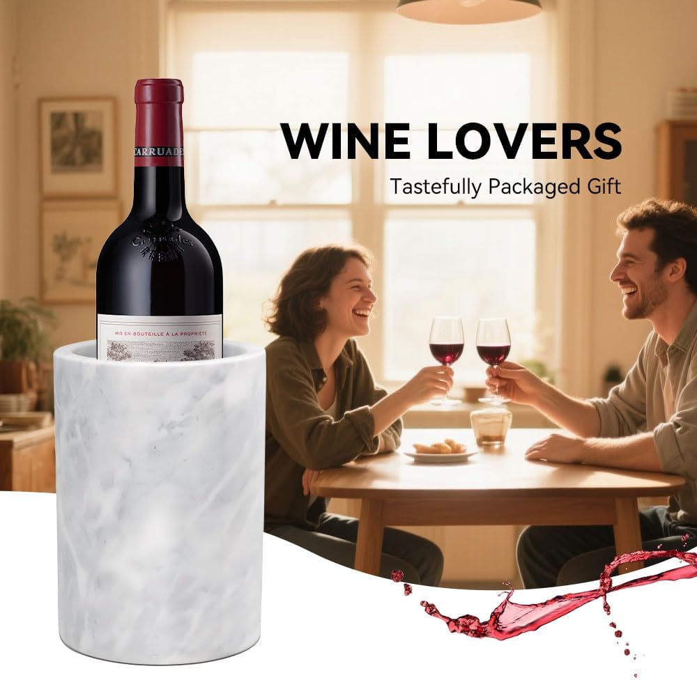 Kota Japan White Marble Stone Wine and Champagne Bottle Chiller Cooler - 7" X 5" | Elegant Kitchen Utensil Holder | Must Have Wine Chiller for Your Home | Impress Your Guests at Next Party or Event! - Image 5