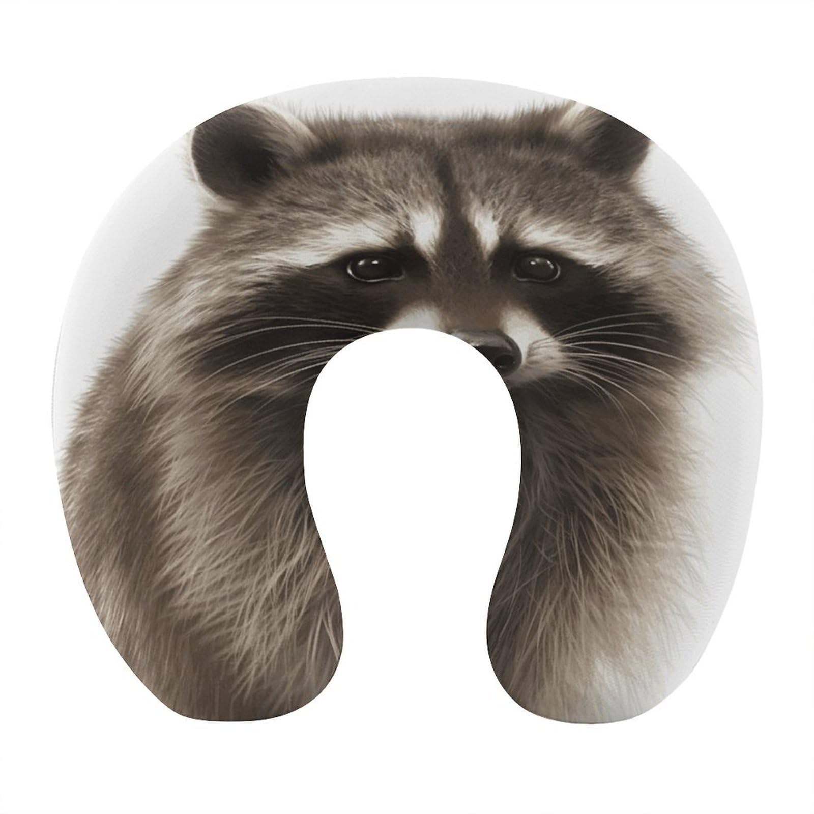 Btcowzrv Style Hairy Raccoon U Shaped Neck Pillow Travel Pillows