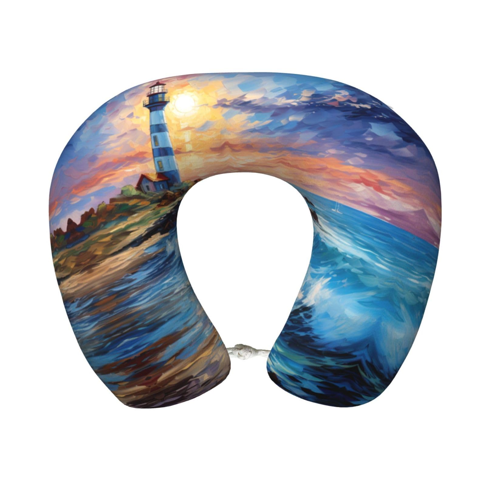 peiyeety Lighthouses Print Custom U-Shaped Pillow,Memory Foam Cervical Neck Travel Pillow,for Home,Camping,Travelling