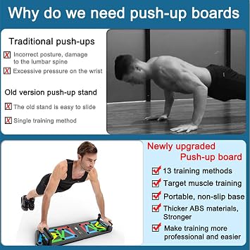 Push Up Board Folding Pushup Handles 13 in 1 Thicken Muscle Rack Stand Professional Chest Training System Home Gym Equipment for Men Women