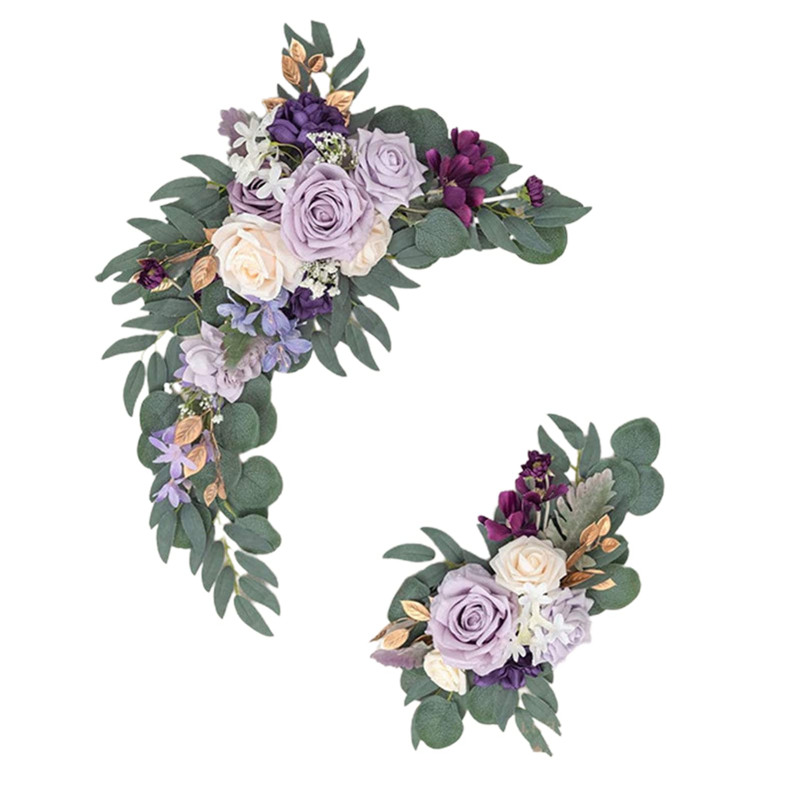 CDQL 2Pcs Wedding Welcome Sign Floral Decoration - Artificial Flower Swag Wedding Arch Decor -Wedding Flower Swag for Wedding Ceremony and Reception Arrangement (Light purple)