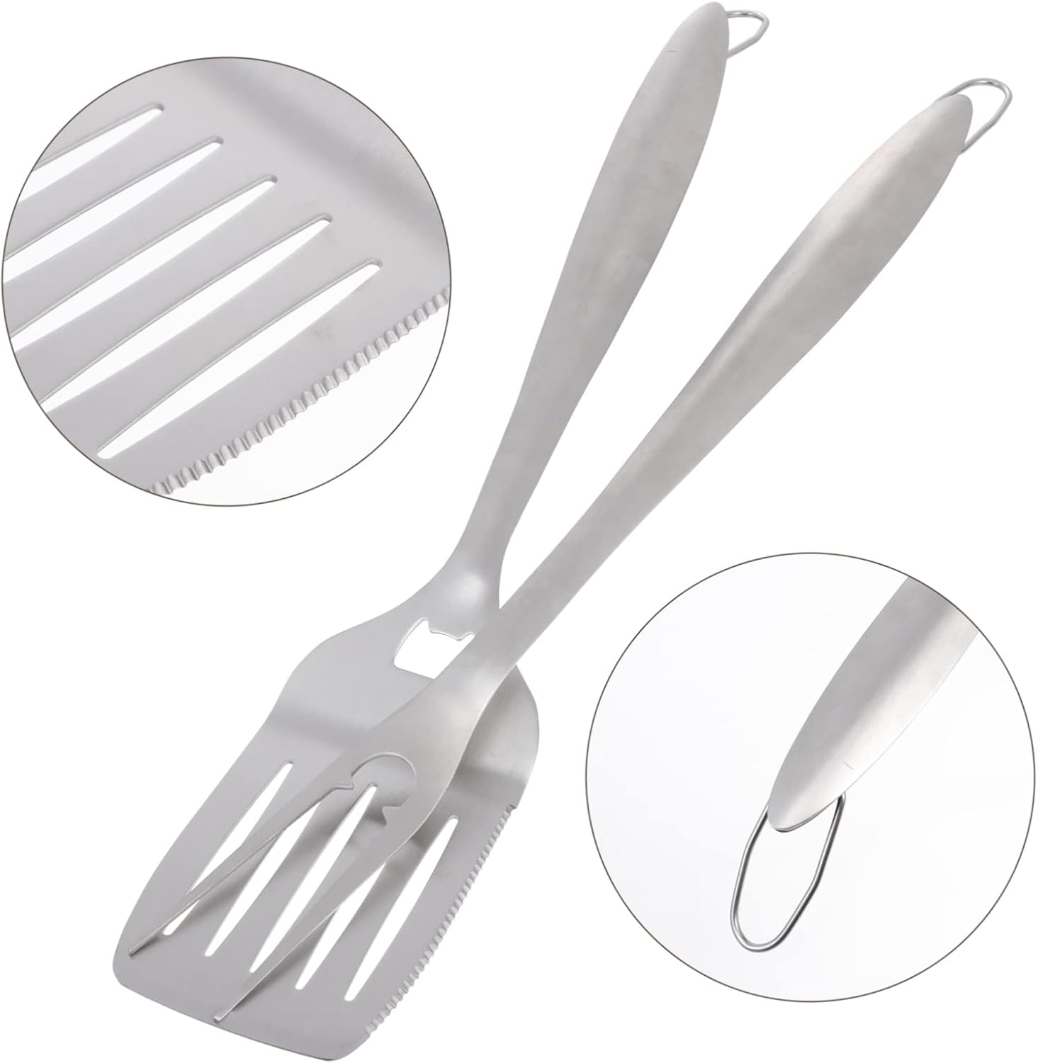 2pcs Stainless Steel BBQ Tool Kit Complete Grill Utensils BBQ Fork Spatula for Camping