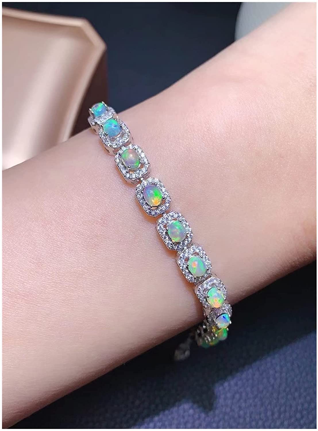 Braccialetto Con Pietra Preziosa In Opale Di Fuoco Triplet