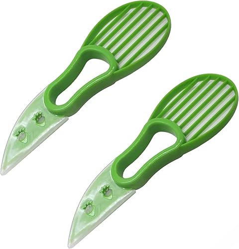 Cortador de aguacate (paquete de 2)  Herramienta de corte de aguacate 3 en 1  Cortador de aguacate, pelador, picador y cuchara  Cuchillo