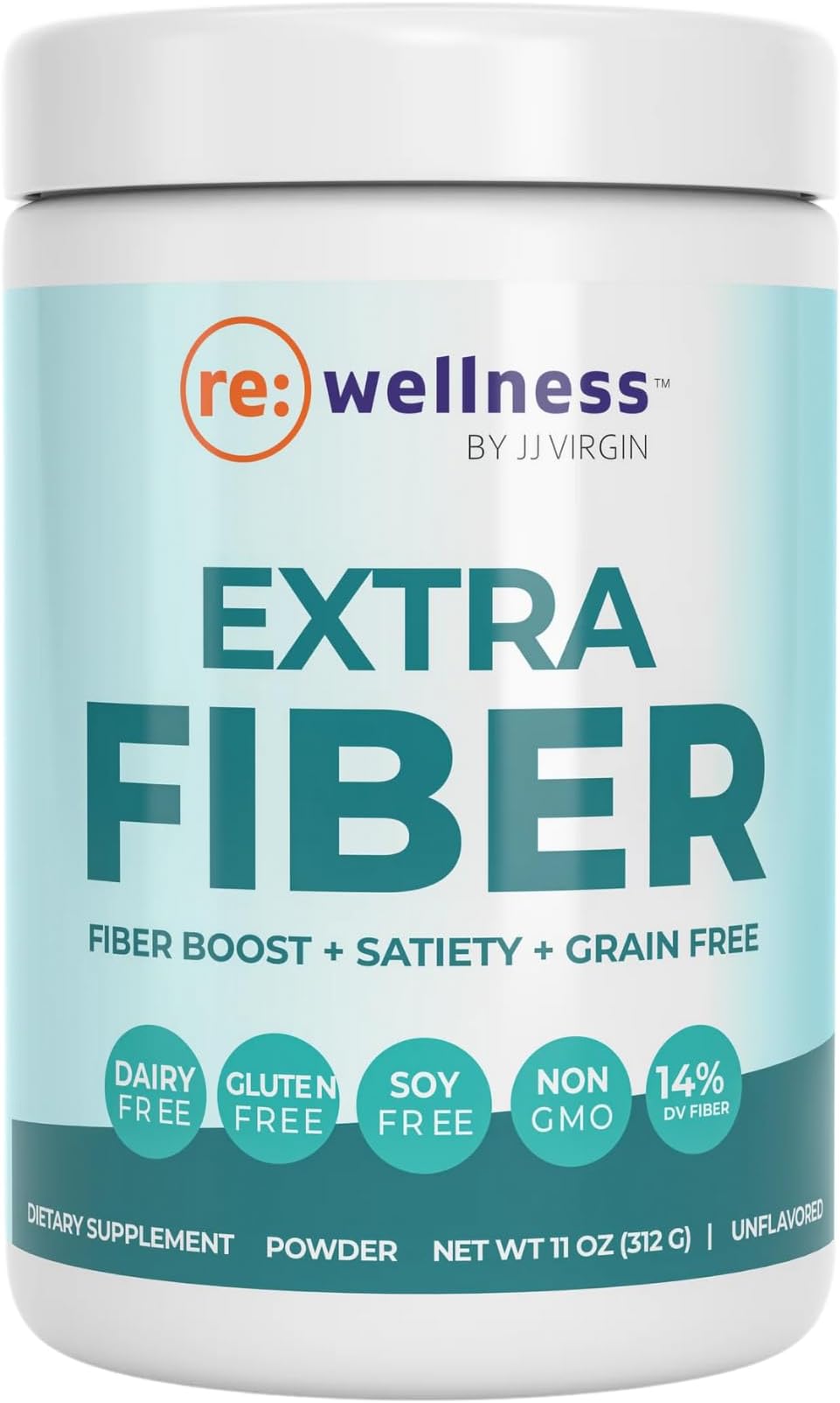 Reignite Wellness by JJ Virgin | Extra Fiber | 12 Fiber Powder Supplement with Psyllium Husk, Pectin, Flax, Cranberry Seed & More | Supports Gut Health | 60 Servings