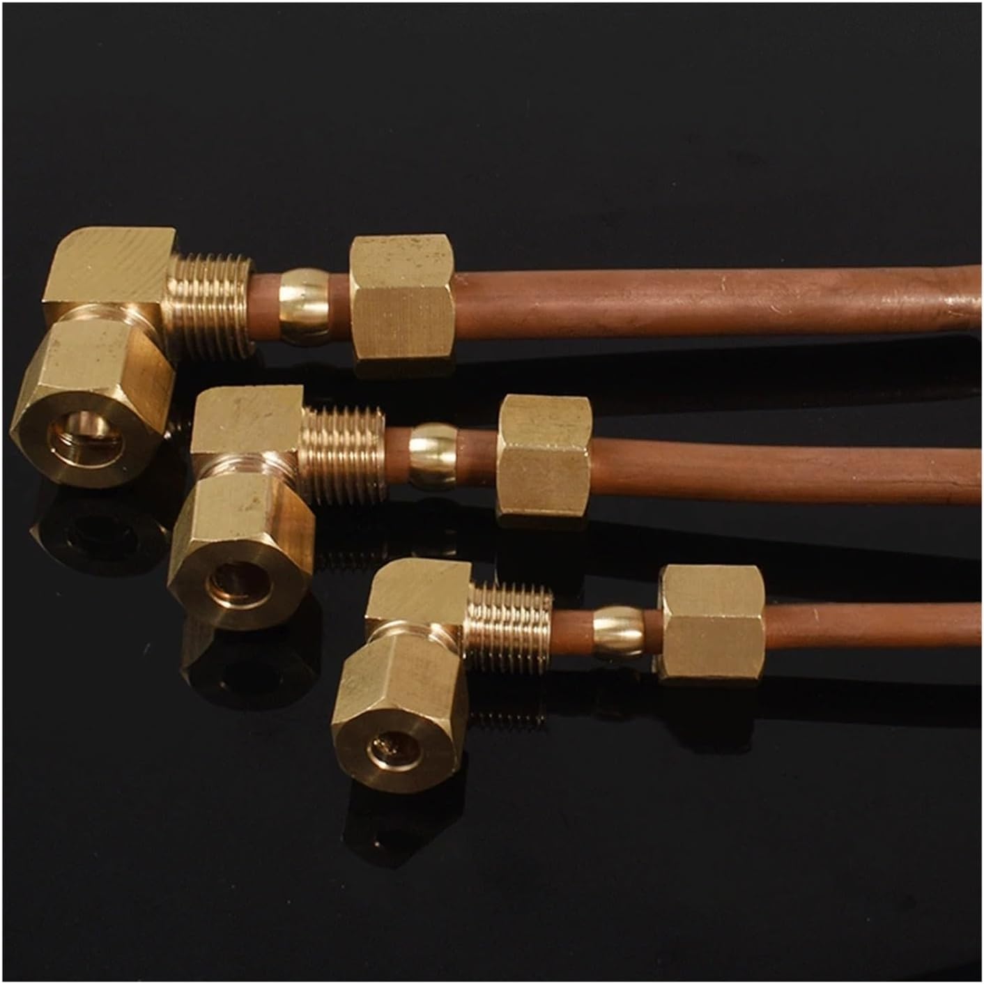 6 8 9.52 10 12 14 15 16 18 20 22 25 28mm Compression Union Tube OD Elbow 90 Degree Brass Pipe Fitting Coupler Air Conditioner(16mm)