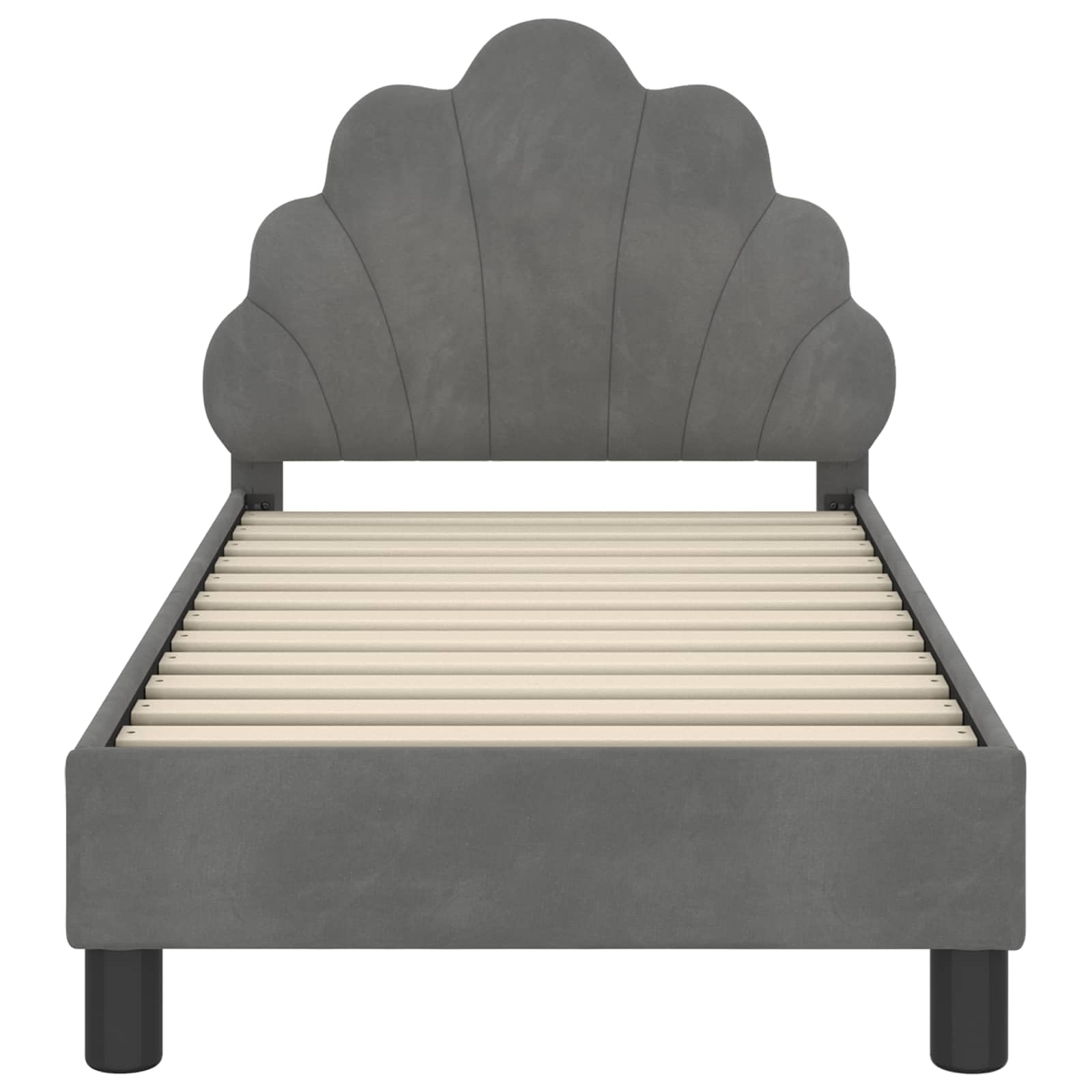 Kinderbettgestell mit Kopfteil Dunkelgrau Samt 70 x 140 cm, Holzwerkstoffrahmen mit Lattenrost, stabiles Polsterbett für Kinderzimmer, einfach zu montieren, modernes Design für Schlafzimmer