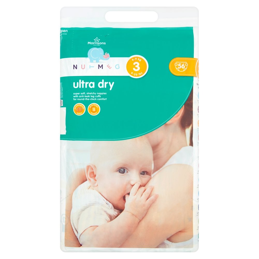 Morrisons Nutmeg Ultra Dry Nappies, Size 3