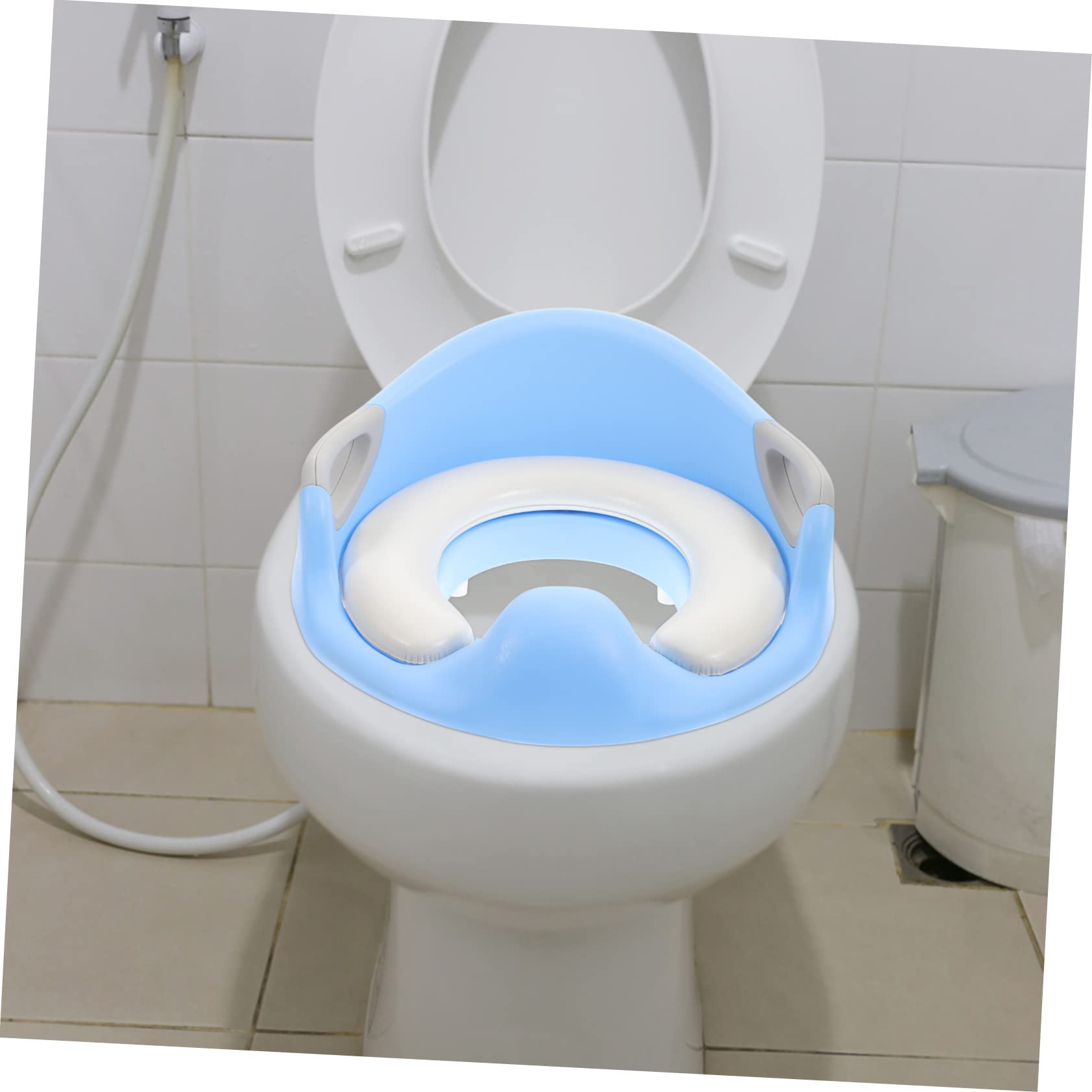 Sedile Wc Maniglie Grandi Antiscivolo in PU, per Potty Training Blu | Riduttore Water per Ragazzo Ragazza, Aiuta a Diventare Indipendente, Uso Autonomo Nel