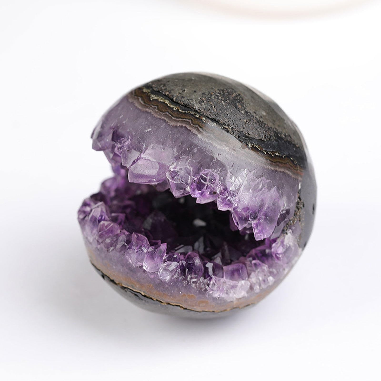 NHKSFBLQ Amethyst Druzy Geode Crystal Ball Gemstone Ball Sculpture Figurine Stone Sphere Ball for Home Decoration Divination Fengshui,200-300g