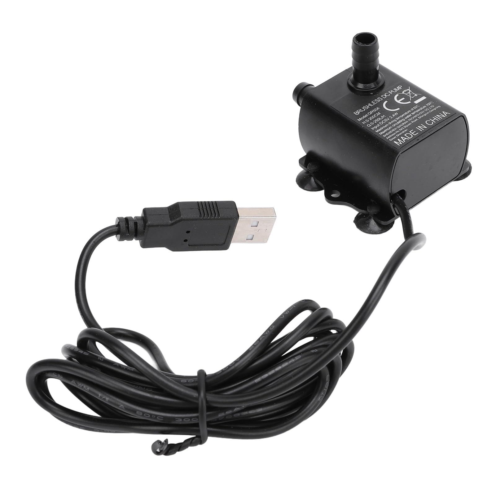 Kadimendium Small Submersible Compact and Durable 0-250 LPH USB Pump for Aquariums and Fountains, 2.4W IP68