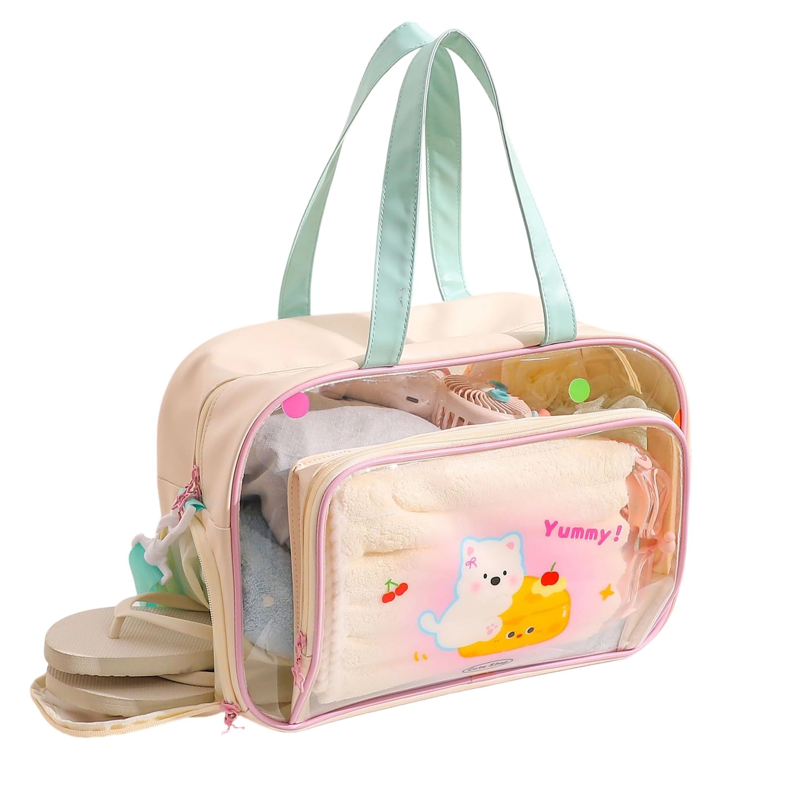 PANGBOER Pratica Borsa Impermeabile per Viaggi in Palestra, Nuoto in Spiaggia con Scomparti Separati e Borsa da Toilette da Viaggio con Tasca Frontale in PVC
