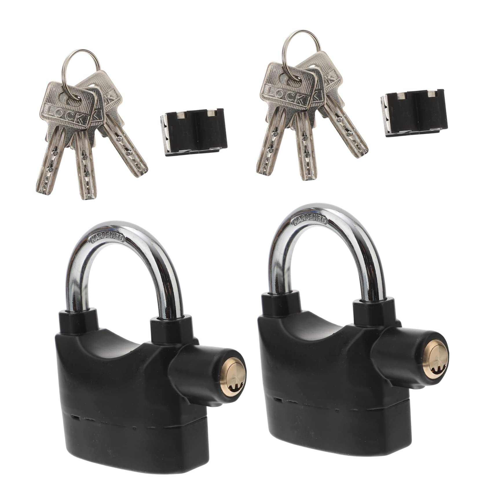 TOYANDONA Lot de 2 Cadenas U pour Vélo Alarme Intégrée et 3 Clés, Alliage D'aluminium Noir, pour Portes Coulissantes et Fenêtres Sécurisées