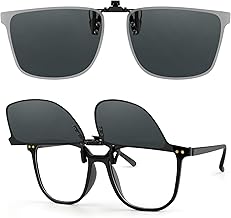 Kiiwah Clip Sunglasses Men, Solar Clip Glasses Women 180 Degree Rotation Ultra Light Adapter Prescription Sunglasses for Driving, Fishing, Cycling