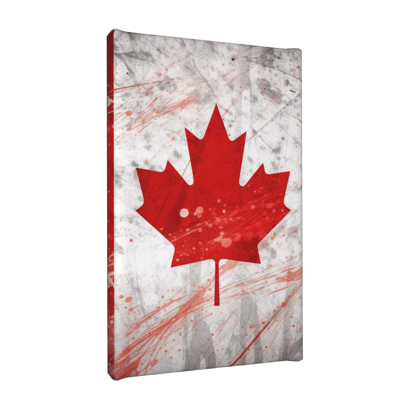 YKLJG Retro Canada Flag Printed Wall Art Canvas Painting 20x30 CM Wooden Framed Picture Painting Artwork Prints for Bedroom Kitchen Home Office Decor