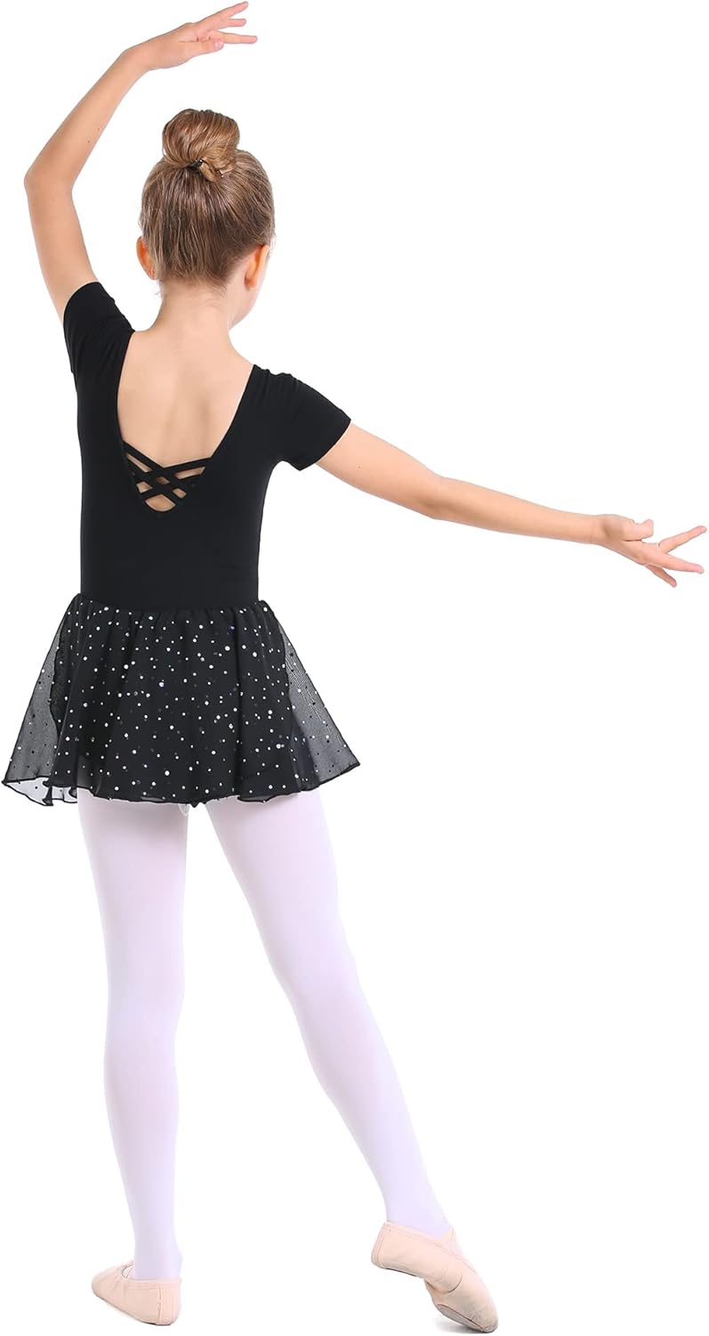 danswan Toddler Girls Long Sleeve Ballet Leotards Dance Dresses Tutu Outfit Ballerina with Glitter Skirt - Image 5