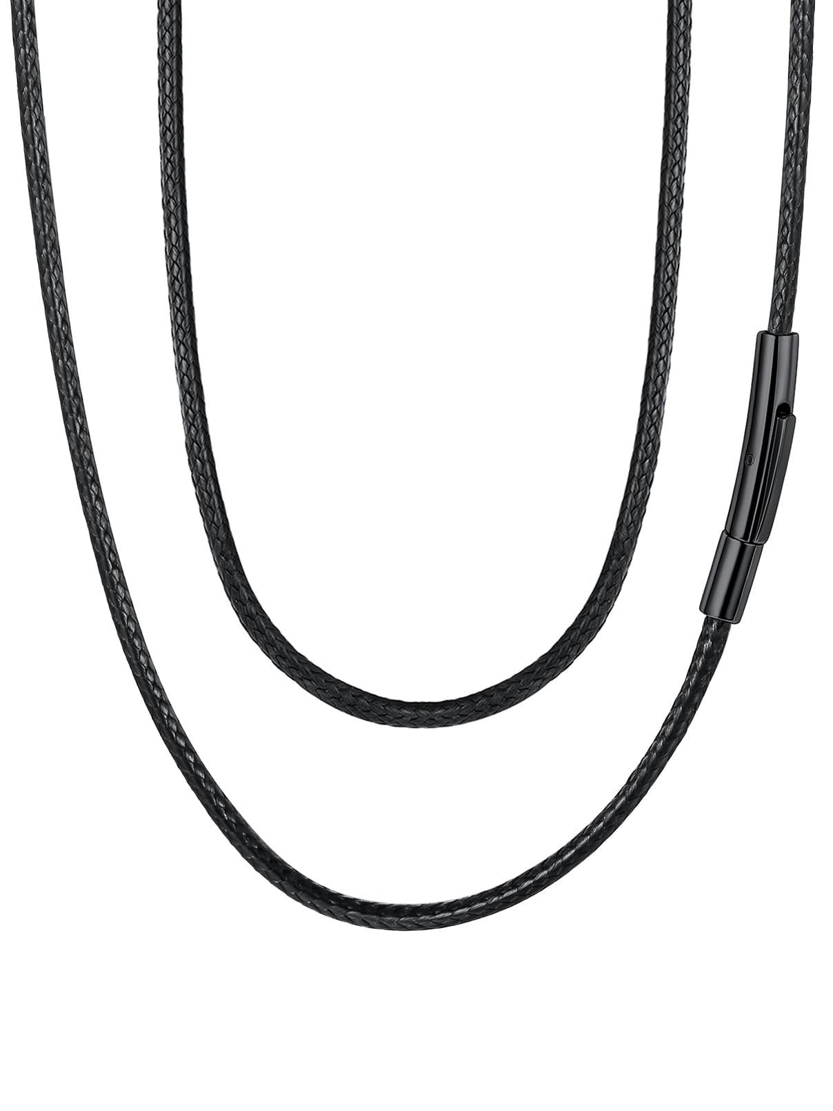 FaithHeart Collar Cuero para Colgante Cadena Cuero Hombre Mujer con Cierre Metal Acero Inoxidable 316L Collar Fino Negro/Marrón 2MM/3MM Ancho 40-75CM Largo