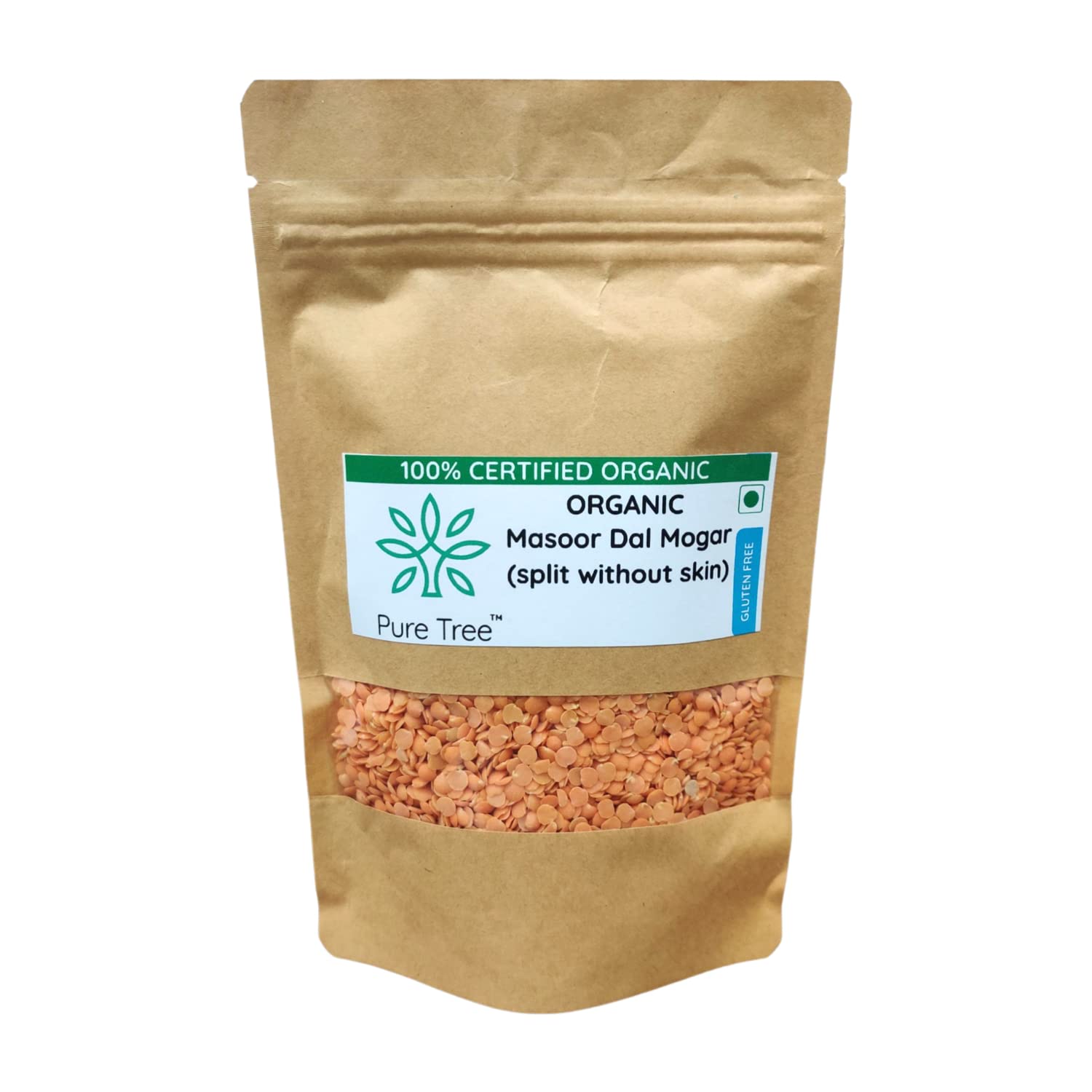 Pure Tree Certified Organic Masoor Dal Split Without Skin | 850 g | Gluten-Free Masur Daal | Plant Based High Protein Lal Masoor Dal For Khichdi, Dal & Curries