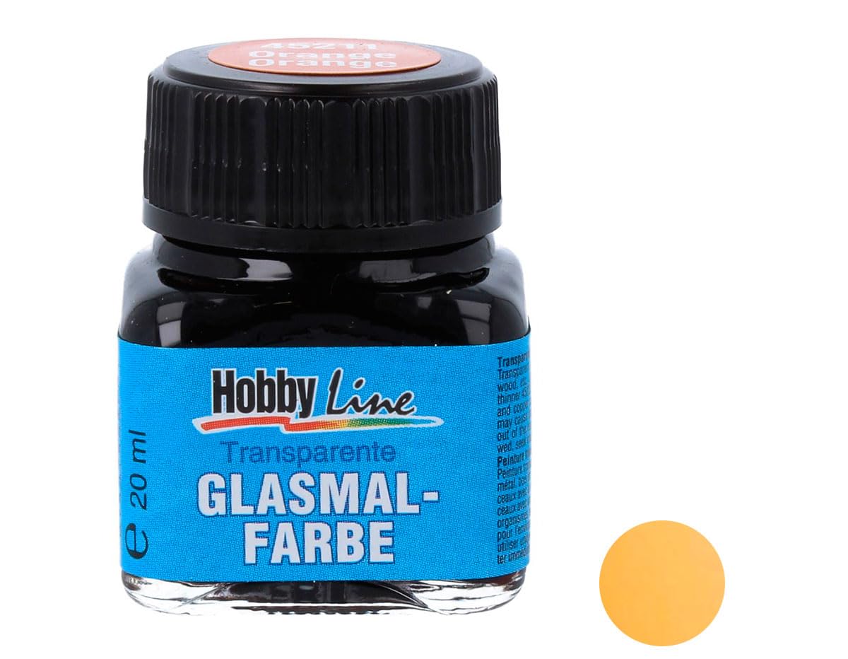 Kreul 45211 - Colore trasparente a base di resina, 20 ml, vetro arancione brillante, resistente alla luce e alle sbavature, si asciuga senza lasciare aloni, per dipingere su superfici in vetro