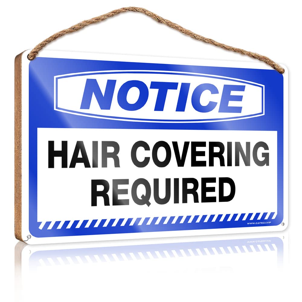 FZFN Wood Signs Decor Notice Hair Covering Required Wooden Sign Bathroom Signs For Door Boys Bedroom Decor(15X28CM)