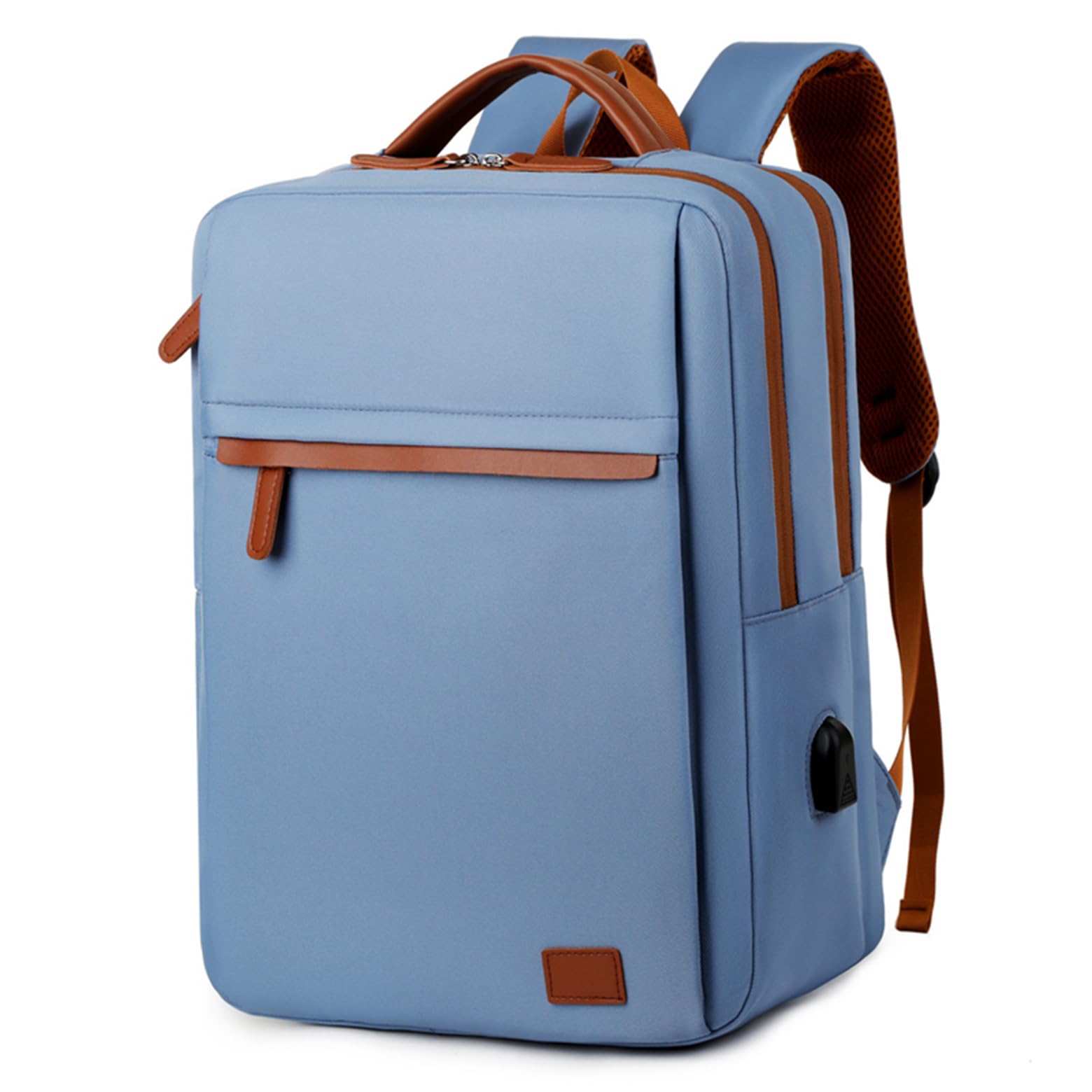 Poznjo Korean Style Laptop Backpack, Unisex College Backpack - Business Travel Laptop Bag with USB Data Cable and USB Charging Port Fits 15.6 Inch