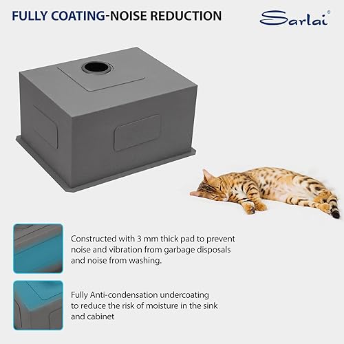 Miniatura 82 de Sarlai - Fregadero empotrado con barra, de 10 x 18 x 8 pulgadas, pequeño, de acero inoxidable, de calibre 16, simple, para RV Acero inoxidable,Negro