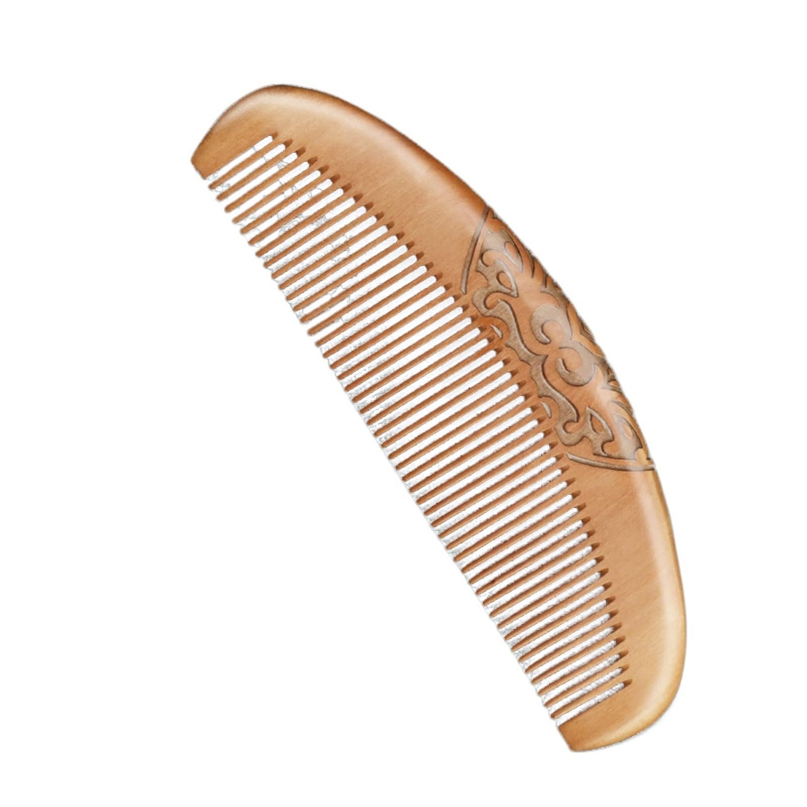 Peine de Madera para el Cabello, Peine de Madera semicircular antiestático, Dientes Anchos y Dientes Finos, desenredante Hecho a Mano de Madera H (Diente Fino A)