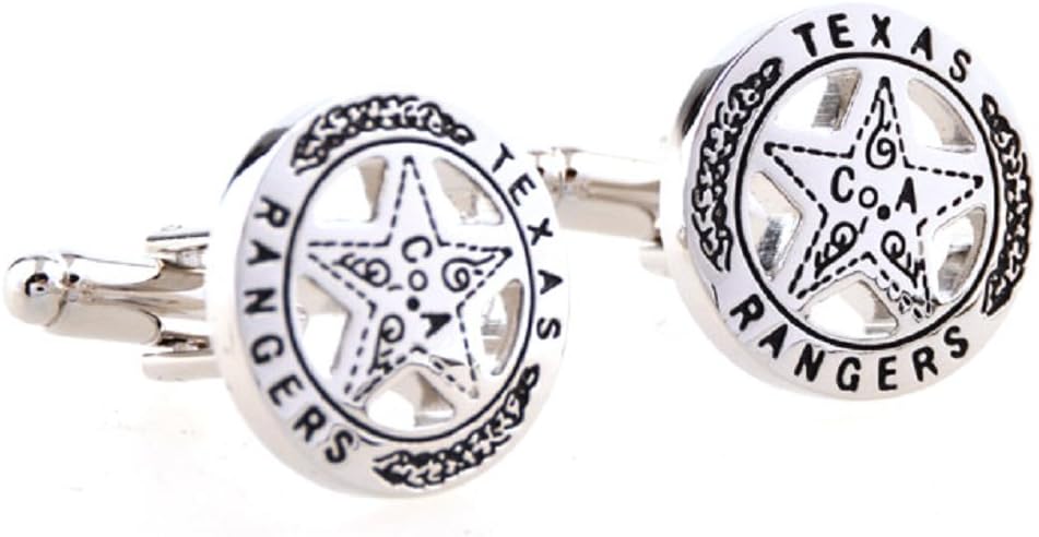 MRCUFF Texas Ranger Lone Star Badge Pair of Cufflinks in a Presentation Gift Box & Polishing Cloth